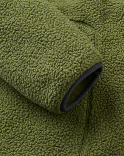 Offgrid Full Zip Hooded Sherpa Fleece - Khaki - Flatlay