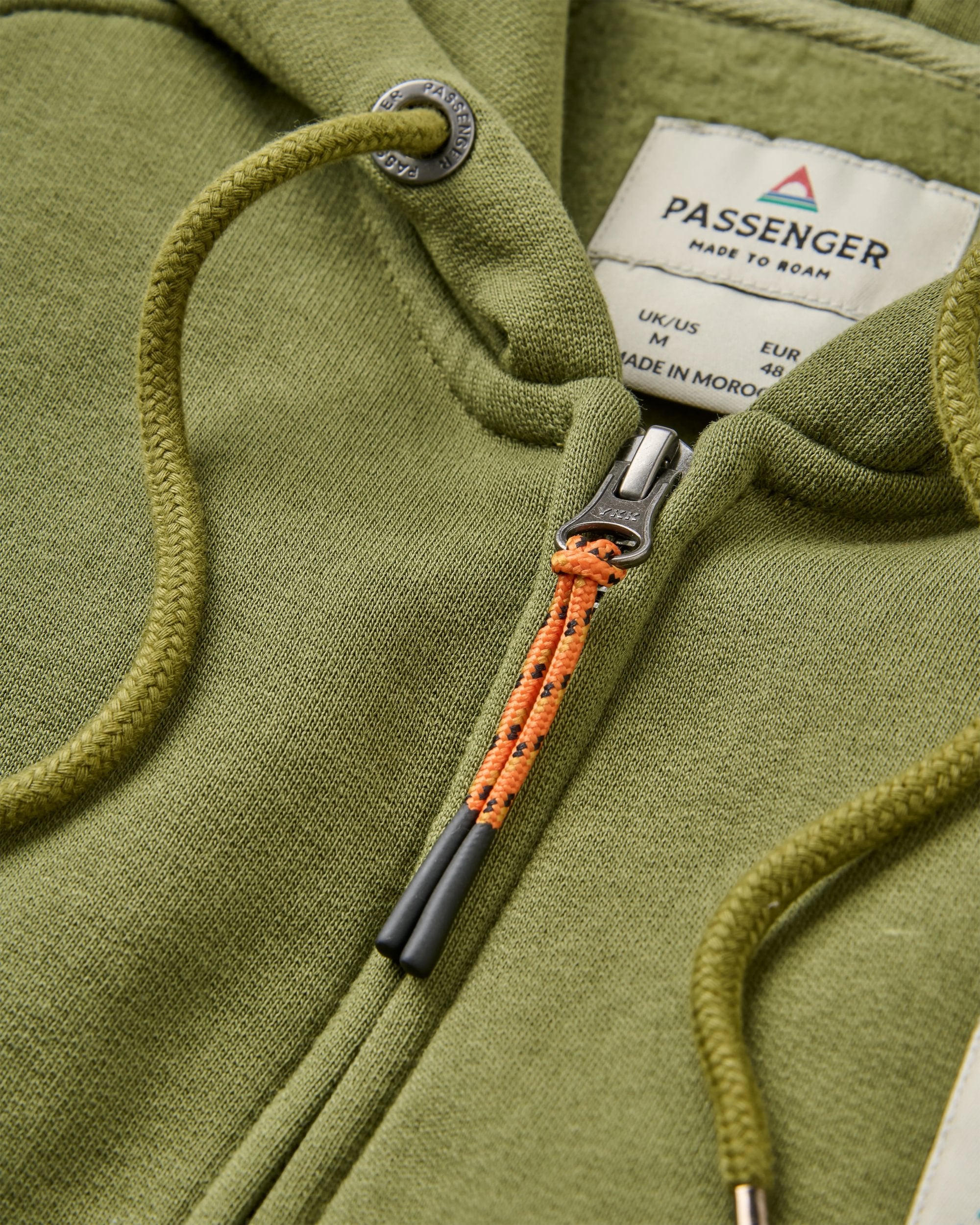 Heritage Full Zip Recycled Cotton Hoodie - Khaki - Flatlay
