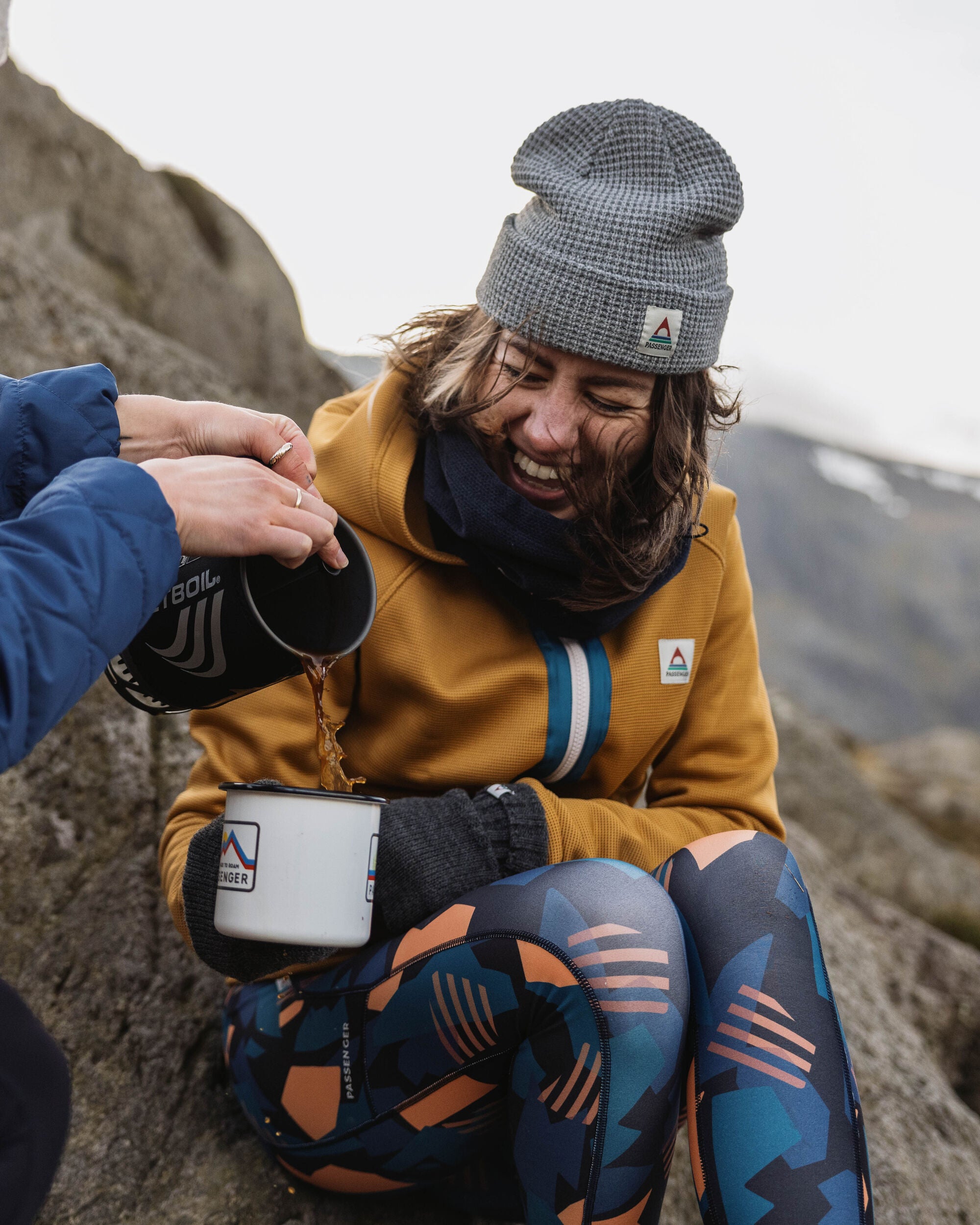 Slope Hooded Recycled Fleece - Dusty Ochre - Lifestyle