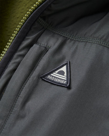 Offgrid Full Zip Hooded Sherpa Fleece - Khaki - Flatlay