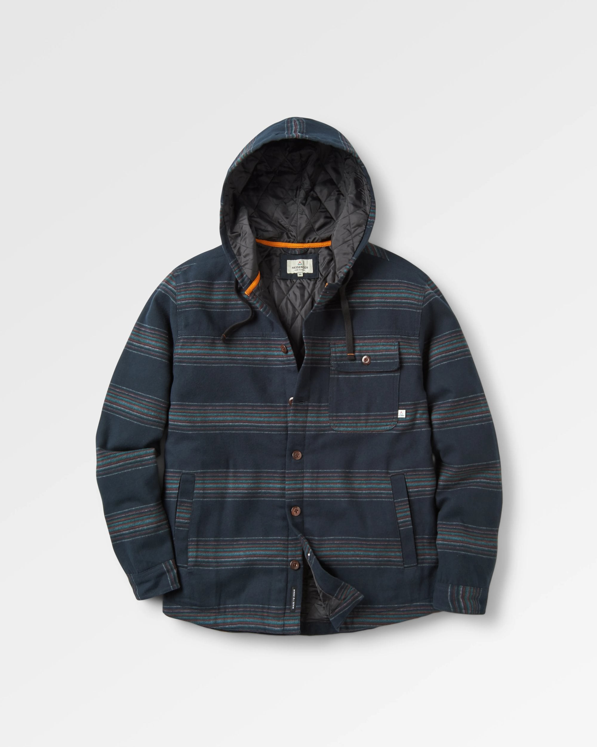 Sherwood Check Hooded Overshirt - Black Stripe - Flatlay