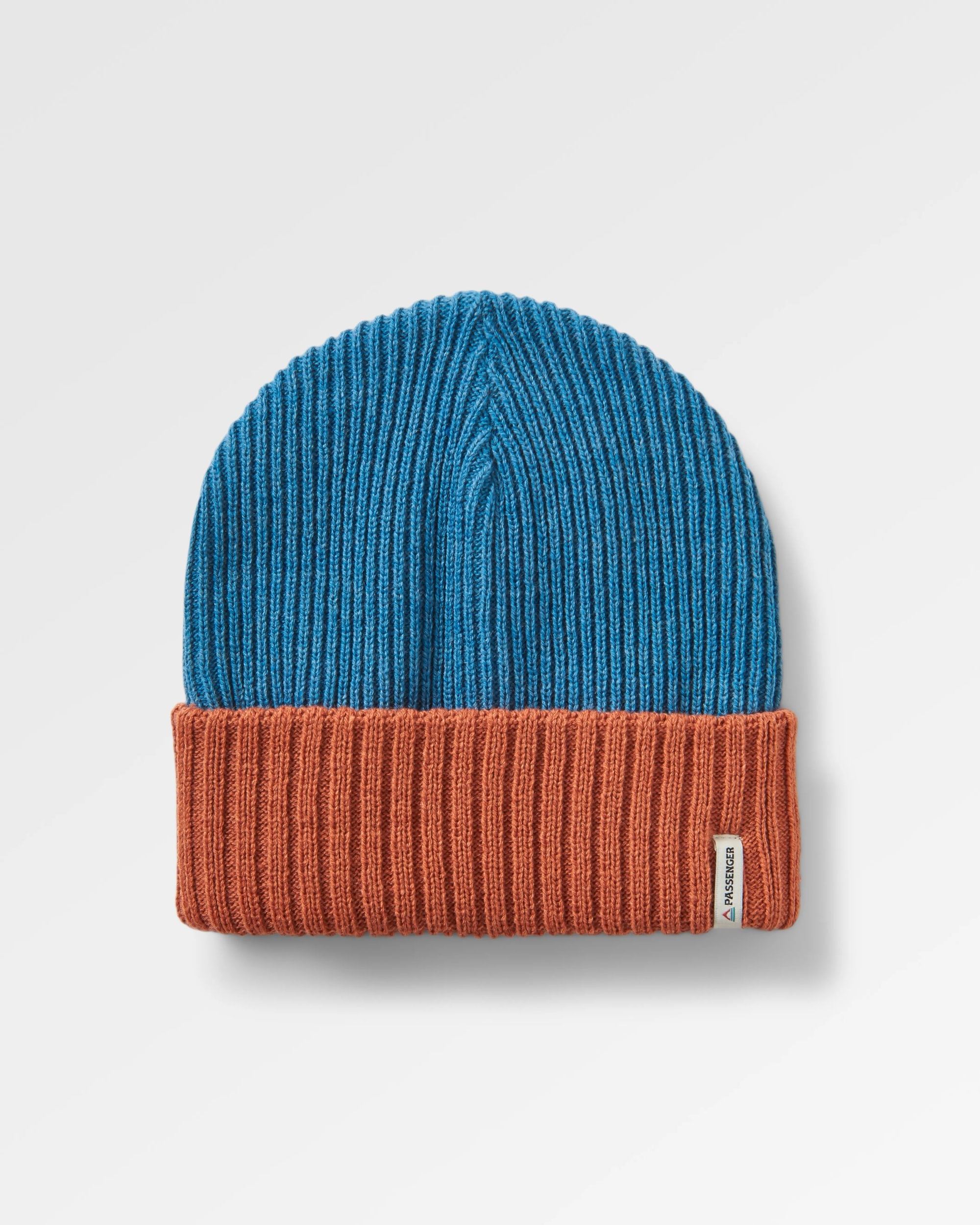Outlook Recycled Beanie - Baked Clay/Blue Steel - Flatlay