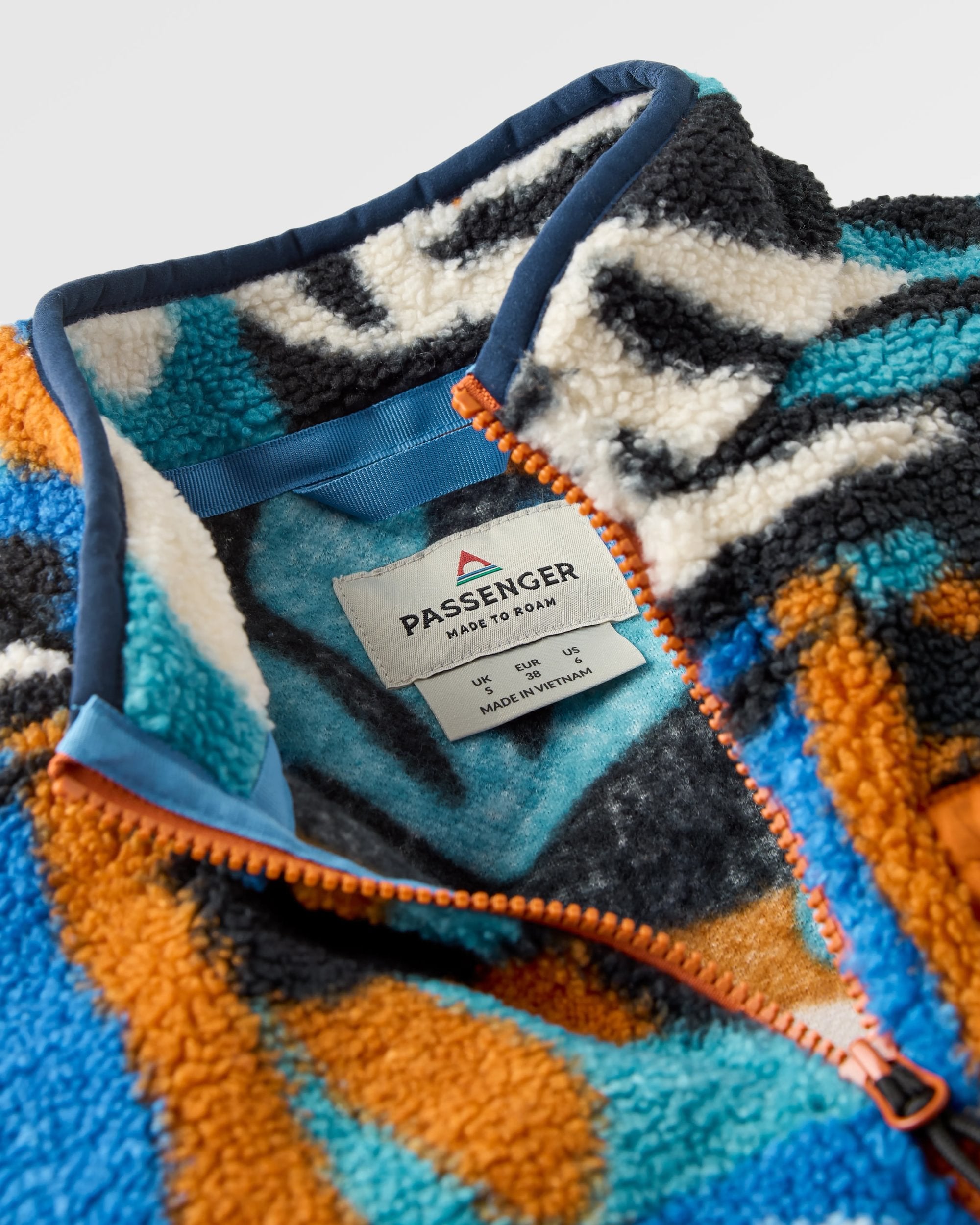 Ravi Recycled Sherpa Fleece - Mountain Foliage Blue - Flatlay