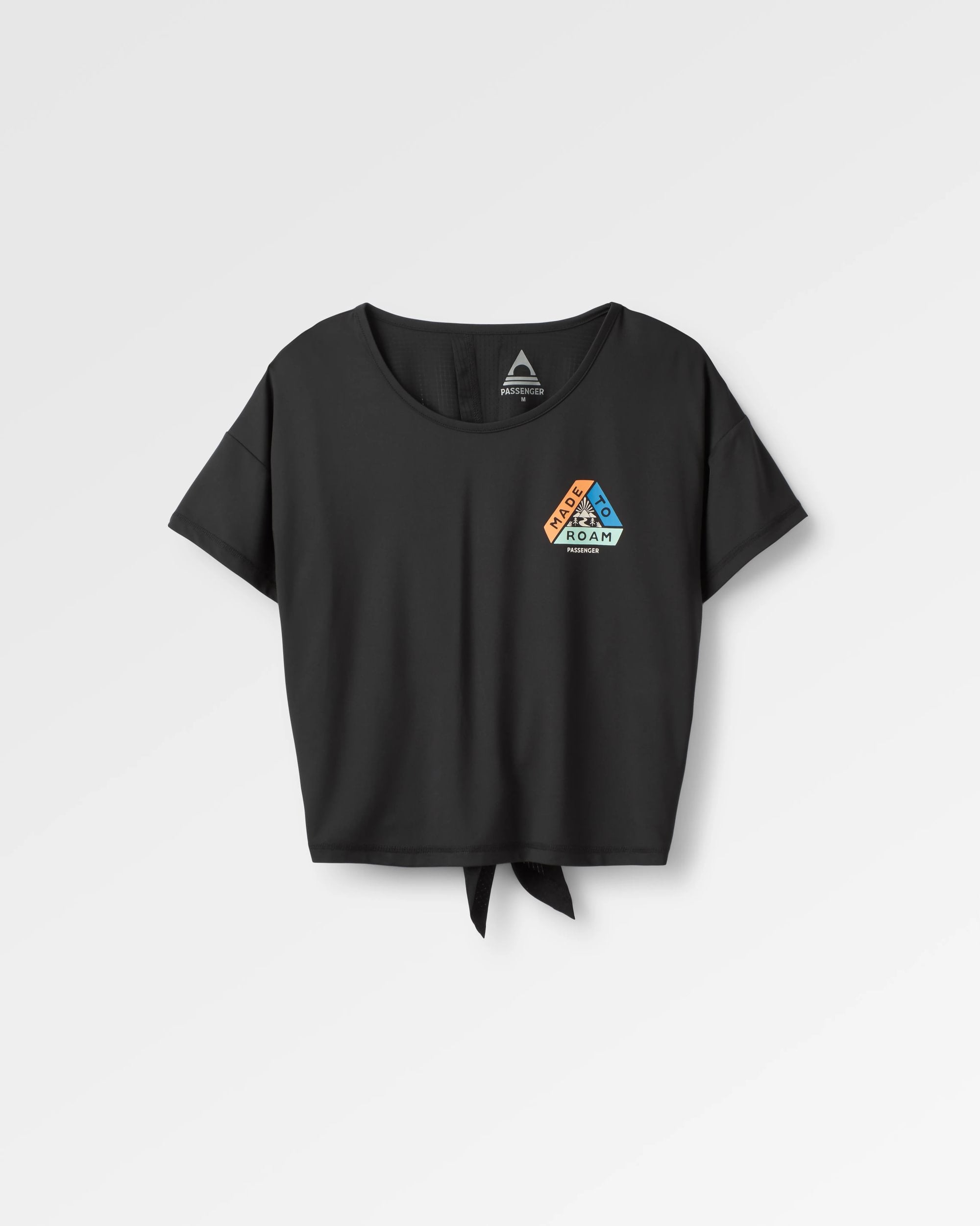 Chakra Tie Back Active Recycled T-Shirt - Black - Flatlay