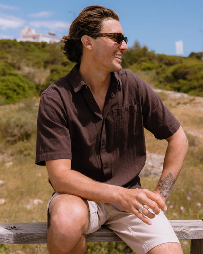 Chill Textured Short Sleeve Shirt - Espresso - Lifestyle