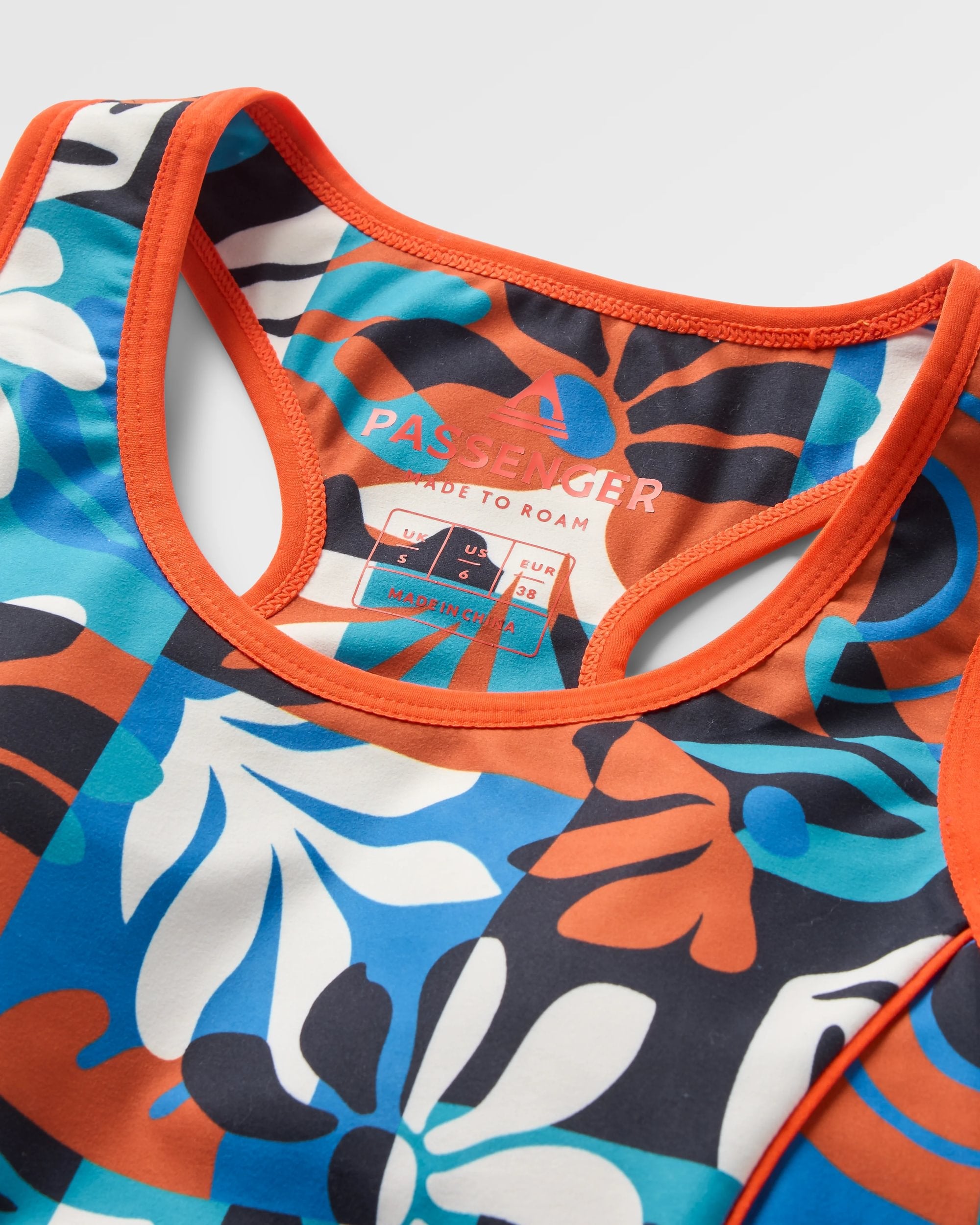 Mantra Recycled Active Crop Top - Mountain Foliage Blue - Flatlay