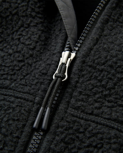 Home Full Zip Hooded Sherpa Fleece - Black - Flatlay