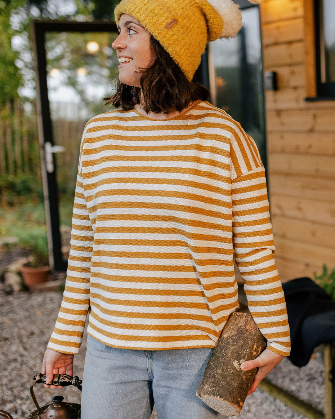Panorama Striped Ls T-Shirt - Amber Gold