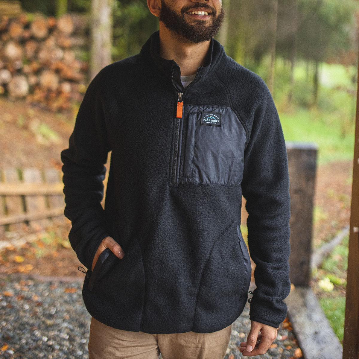 Offgrid 1/4 Zip Recycled Sherpa Fleece - Black