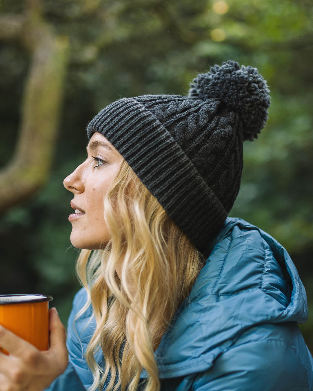 Womens_Stoke Recycled Acrylic Bobble Hat - Faded Black