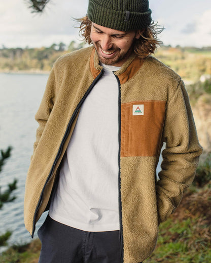 Trekker Recycled Sherpa Full Zip Fleece - Biscuit