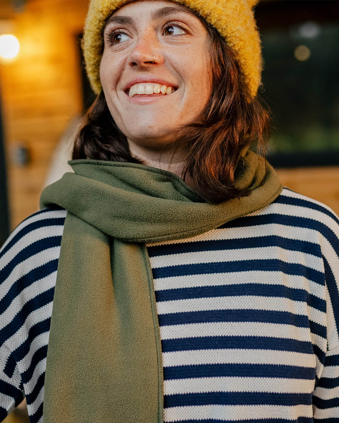 Womens_Bundle Recycled Polar Fleece Scarf - Khaki