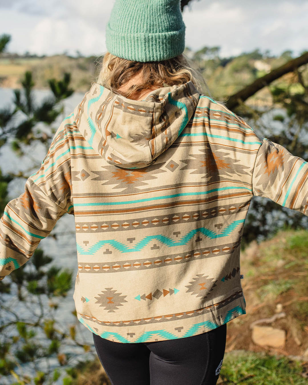 Wilderness Recycled Cotton Printed Hoodie - Birch Geo Pattern Two