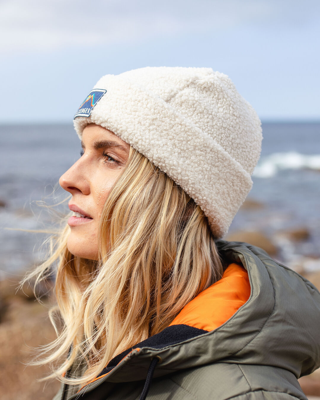 Peak Recycled Sherpa Beanie - Birch - Lifestyle - Female