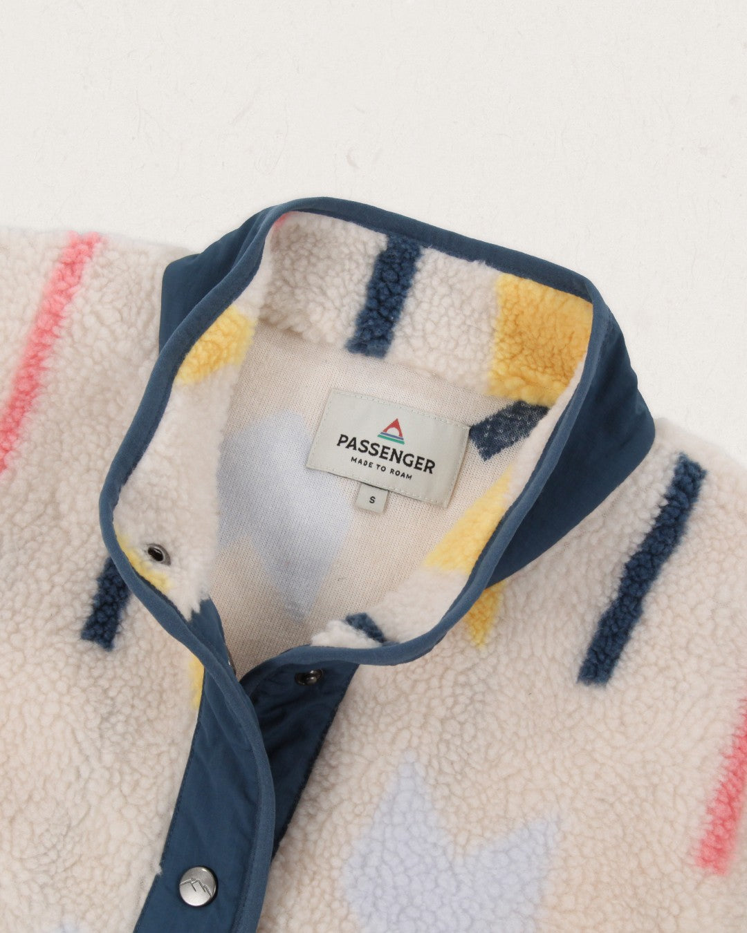 Clover Deep-Pile Sherpa Fleece - Off White Geo